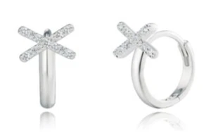 StoneHenge XOXO Silver Earrings N0129 Silver 925 Cubic Zirconia Rhodium Plated - Picture 1 of 4