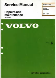 * Volvo 240 Wiring Diagrams Service Manual 1992 TP31953/1 Reprint - Picture 1 of 15
