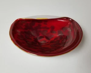 Vintage Art Glass Candy Dish Exotic Red with Gold Sparkles unique fold over - Picture 1 of 10