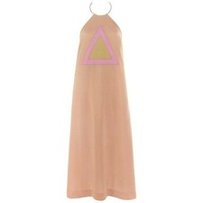 RUDI GERNREICH c.1970 Pink Yellow Triangle Knit Choker Necklace Halter Top Dress