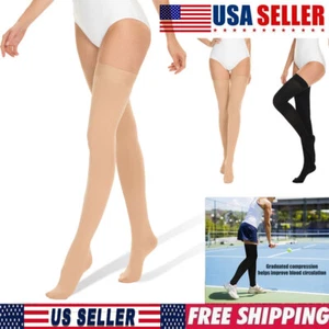 20-30 mmHg Men Women Compression Stockings Thigh High Socks Varicose Veins Edema - Picture 1 of 14