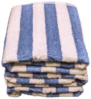 3 - Hotel & Spa Pool Beach Cabana Towels 100% Ring Spun Cotton Blue/White Stripe - Image 1 of 4