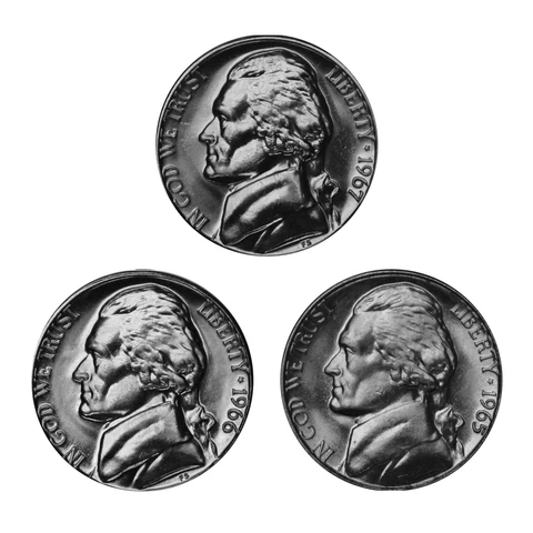 1965-1967 Jefferson Nickel SMS Special mint set Run 3 Coin lot Cover