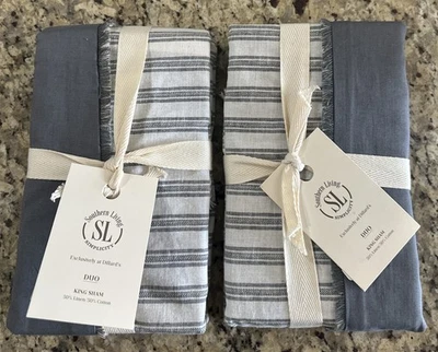 Par de 2 Southern Living Simplicity DUO Flecos Reversibles King Sham Azul Gris Foto 1 de 3