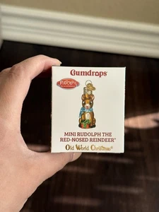 Old World Christmas Gumdrops Mini Rudolph The Red Nosed Reindeer Glass Ornament - Picture 1 of 2