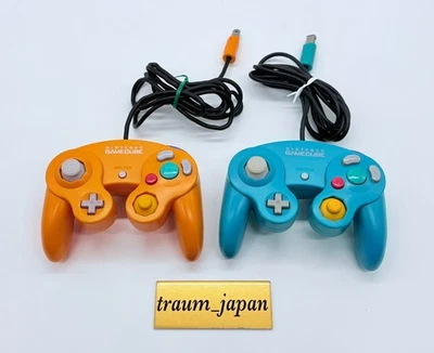 Nintendo GameCube Controller  Emerald Blue and Orange DOL-003 Set Japan Tested - Image 1 of 2