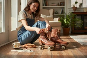 Dexter Vintage Roller Skates Fitted To The Kingswell Rinker Brown  Boots UK 4 - Picture 1 of 9