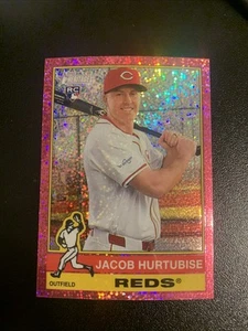 2025 Topps Heritage - Jacob Hurtubise Pink Sparkle RC Cincinnati Reds #124 - Picture 1 of 2