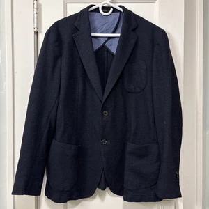 MASSIMO DUTTI Navy Blue Cotton Blend Blazer Sport Coat Jacket Size 46 - Picture 1 of 17