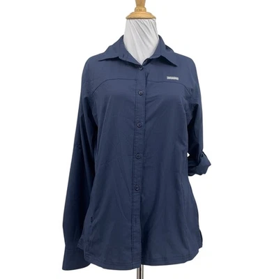 Camisa Columbia Mujer S Pequeña Azul Oscuro Omni Sombra Protección Solar Pestaña Manga Pesca Foto 1 de 4