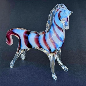 Vintage Murano Opaline Glass Horse Zebra Figurine - Picture 1 of 6