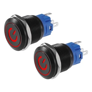 2uds Interruptor de Presión Interior de 19mm con Botón de Bloqueo y Led Rojo - Imagen 1 de 7
