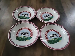 Lot Of 4 Soup Cereal Or  Pasta  Bowl Fannie's Farm Century Stoneware Cow Japan  - Picture 1 of 5