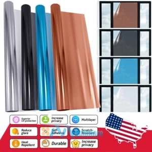 Window Tint One Way Mirror Film UV Heat Reflective Home Office Privacy Foil 20M - Picture 1 of 56