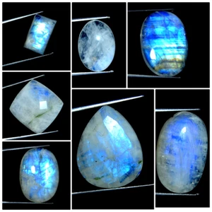 Moonstone Blue Flash Mix Shape Cabochon Natural Gemstone for Jewelry - Picture 1 of 36