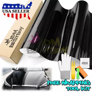 Gloss Glossy Black Car Vinyl Wrap Sticker Decal Film Air Release Bubble Free - Picture 1 of 12