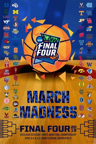 NCAA Men's Basketball Tournament Final Four 2019 68-Team Field 24x36 POSTER Cover