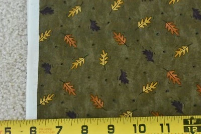 By 1/2 Yd, Autumn Leaves on Marbled Dark-Olive, Moda, Gervais, V415 - Image 1 of 4