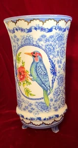 Anthropologie ~ Lou Rota "Mother Nature" Vase ~ Bird, Blue, Floral & Gold ~ NWT  - Picture 1 of 9