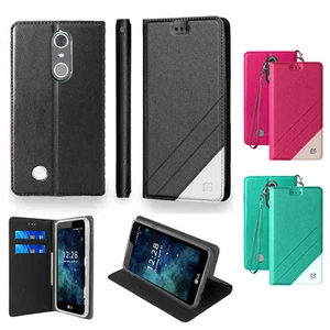 Folio Case w/Magnetic Closure Flip Cover for LG Aristo Phoenix 3 K8 2017 Fortune - Picture 1 of 21