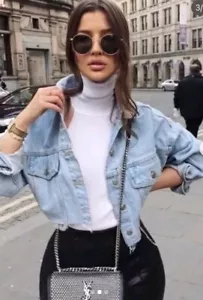 Zara Denim Distressed Cropped Jean Jacket - Picture 1 of 9