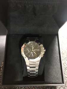 SEIKO Men chronograph quartz 100m 7T62-ODPO new battery Black dial Date S/S +box - Picture 1 of 16