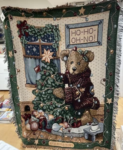 Vintage Boyds Bears & Friends Christmas Throw Blanket Holiday New W/tag Retired - Picture 1 of 8