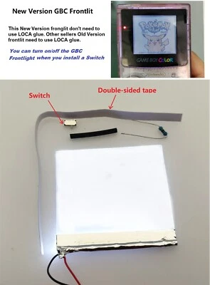 New Version GBC Frontlit Frontlight Front Light Kit For Nintendo Game Boy Color