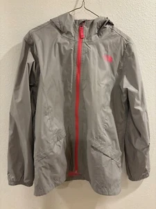 The North Face Girl's Size XL (18) Zip Up Rain Jacket Hooded DryVent Gray Pink - Picture 1 of 10