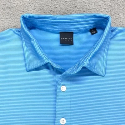 Dunning Golf Blue Striped CoolMax Performance Short Sleeve Polo Shirt Men Large - Изображение 1 из 4