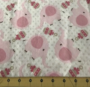 Pink Elephants 18" X 42" Flannel fabric #1496 - Picture 1 of 1
