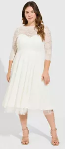 Torrid Ivory Lace Tea-Length Wedding Dress ~ Size 14 NWT Item # 11571098 - Picture 1 of 15