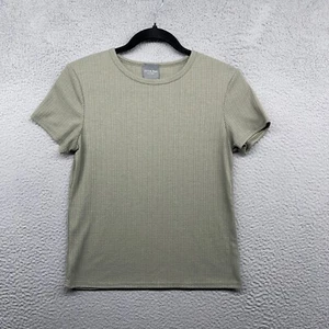 Olivia Rae Womens T-Shirt Green Knit Short Sleeve Crew Neck Pullover Size L - Picture 1 of 9