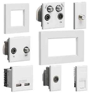 Euro module plate inserts HDMI coax cat 5 6 satellite white quadplex Multimedia - Picture 1 of 48