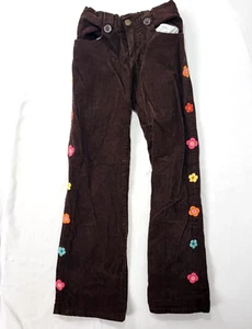 Gymboree Girl's Brown Corduroy Long Pants Flowers Embroidered on Sides Size 12 - Picture 1 of 8