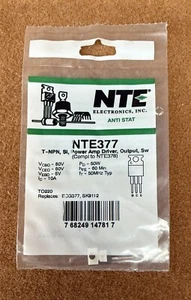 NOS NEW NTE Electronics NTE377 T-NPN Si Power Amp Driver Output Sw (ECG377) 1Pk - Picture 1 of 1