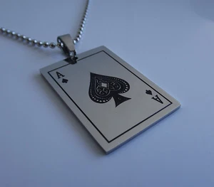 SPATENASS HALSKETTE Spielkarten Anhänger Poker Black Jack Biker Rocker Gothic - Bild 1 von 2