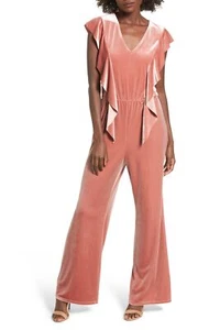 Leith Ruffle Velour Jumpsuit Women's Sz. Medium (Coral Cedar) 152137 - Bild 1 von 2