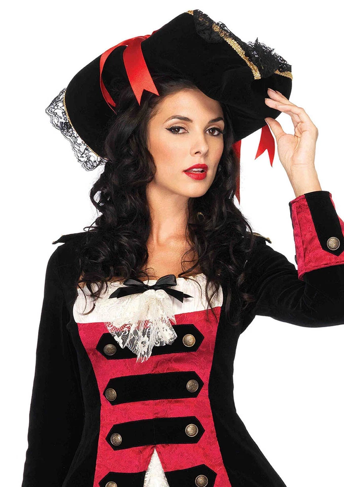 Womens Swashbuckler Pirate Hat One Size Black/red Leg Avenue 2098