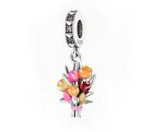 CAS S925 Sterling Silver Carnation Flowers Bouquet Bead Charm