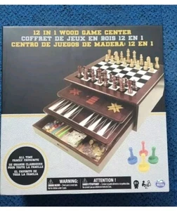 12-in-1 Wooden Game Center Family Favourite Spin-Chess Board - Picture 1 of 7