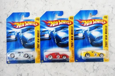 Lot of 3 colors Hot Wheels 2007 New Models Ferrari 250 LM on card - Image 1 of 2