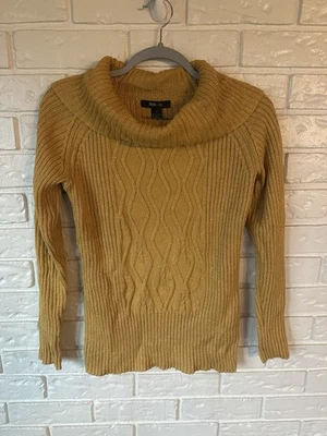 Style & Co Pequeno | Suéter de malha com cabo mostarda cintilante | Gola capuz aconchegante com nervuras - Imagem 1 de 4