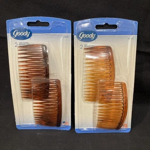 GOODY Brown Hair Tuck Side Combs 2-Pack 3.25” New 2003 Made In USA (2 Sets) - Picture 1 of 6