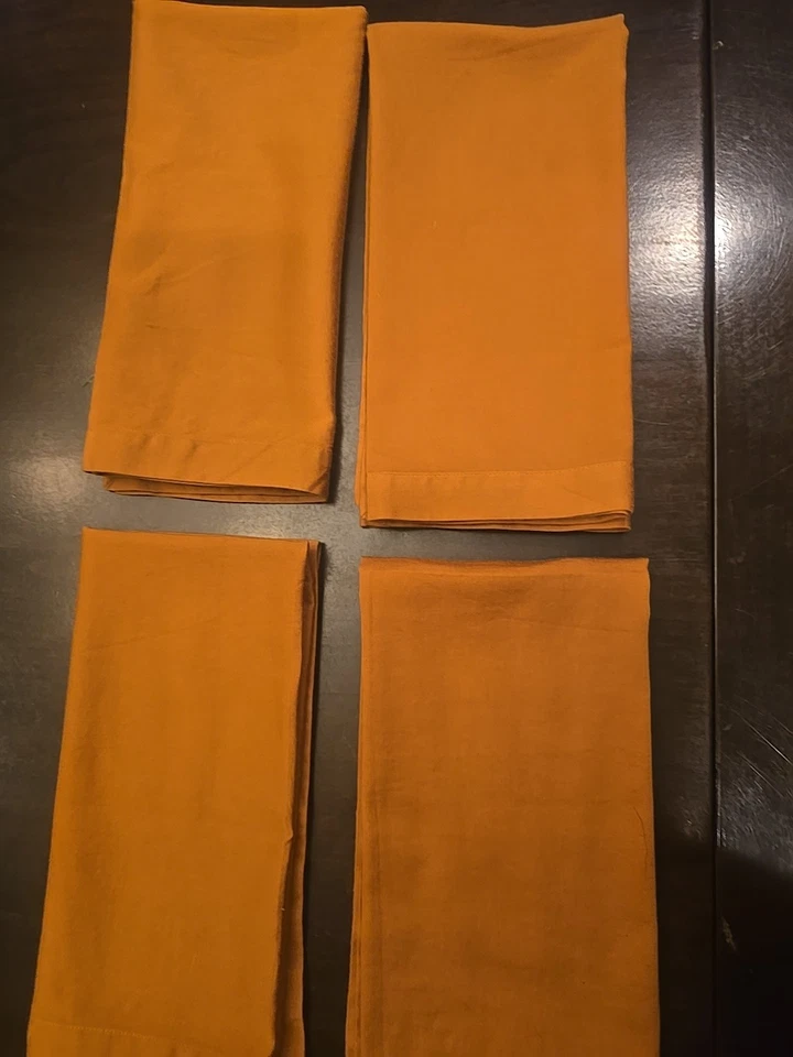 Crate Barrel Napkins Gramercy Gold Large Dinner Napkins 21" Set of 4 - Image 1 of 3