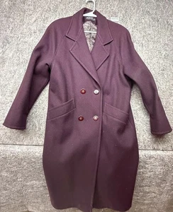 Vintage Jofeld by Forstmann Coat Wool Blend Trench Burgundy Size L - Picture 1 of 11