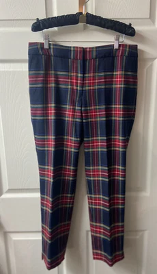 Talbots Hampshire Ankle Pants Black Tartan Plaid Women 12P Wool Blend Preppy - Image 1 of 4