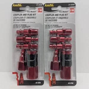 Amflo 13-205R Air Hose Tool Coupler Plug Kit 5pc Red Aluminum 2 Packs 1/4" NPT - Picture 1 of 3