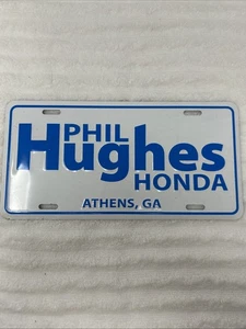 PHIL HUGHES HONDA ATHENS GEORGIA USA ๐บ๐ธ DEALER LICENSE PLATE Blue/white NEW - Picture 1 of 9