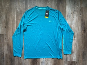 UNDER ARMOUR Drift Tide Knit Loose Fit Shirt~Men's Size XL~NWT~UPF 30~Teal~L/S - Picture 1 of 7
